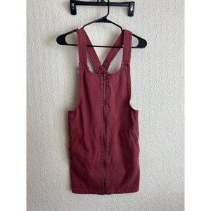 Forever 21 Los Angeles Overall Jean Dress Full Zip Burgundy Size Large